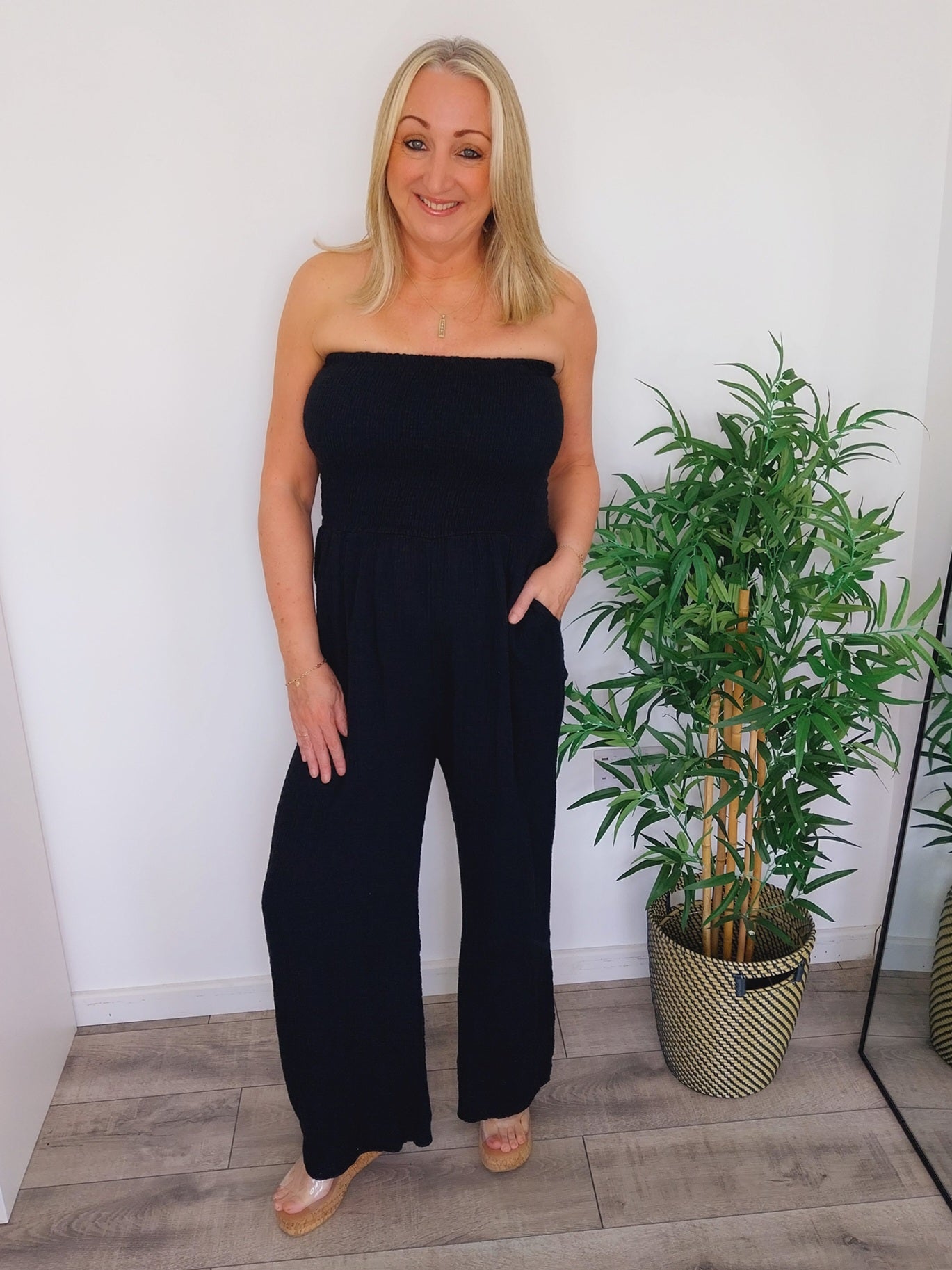 The Capri Cheesecloth Jumpsuit - Black