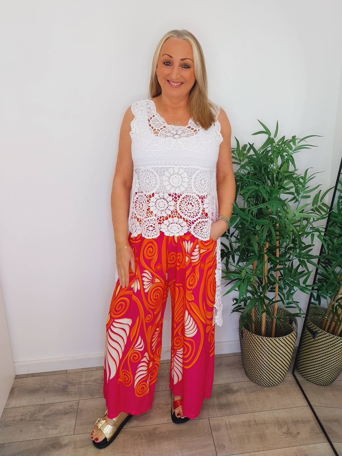 The Celina Crochet Vest - White
