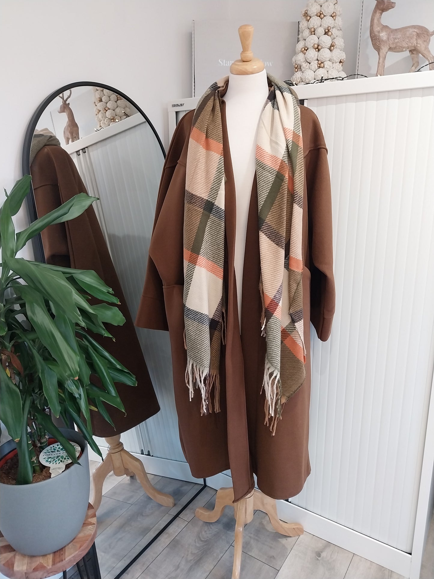 HENLEY Chocolate Duster Coat + Scarf Set