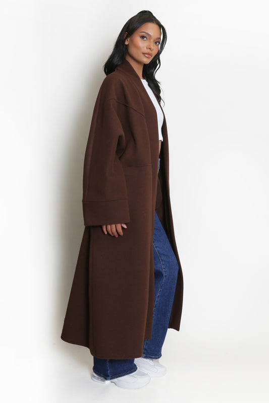 HENLEY Longline Overcoat Chocolate