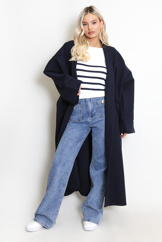 HENLEY Longline Overcoat Navy