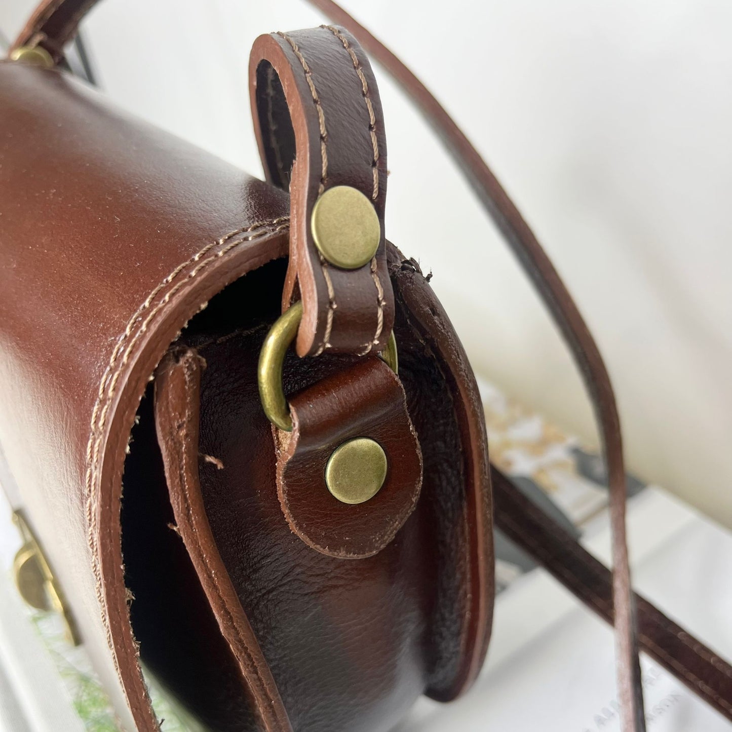 Leather Heritage Satchel In Coffee Bean